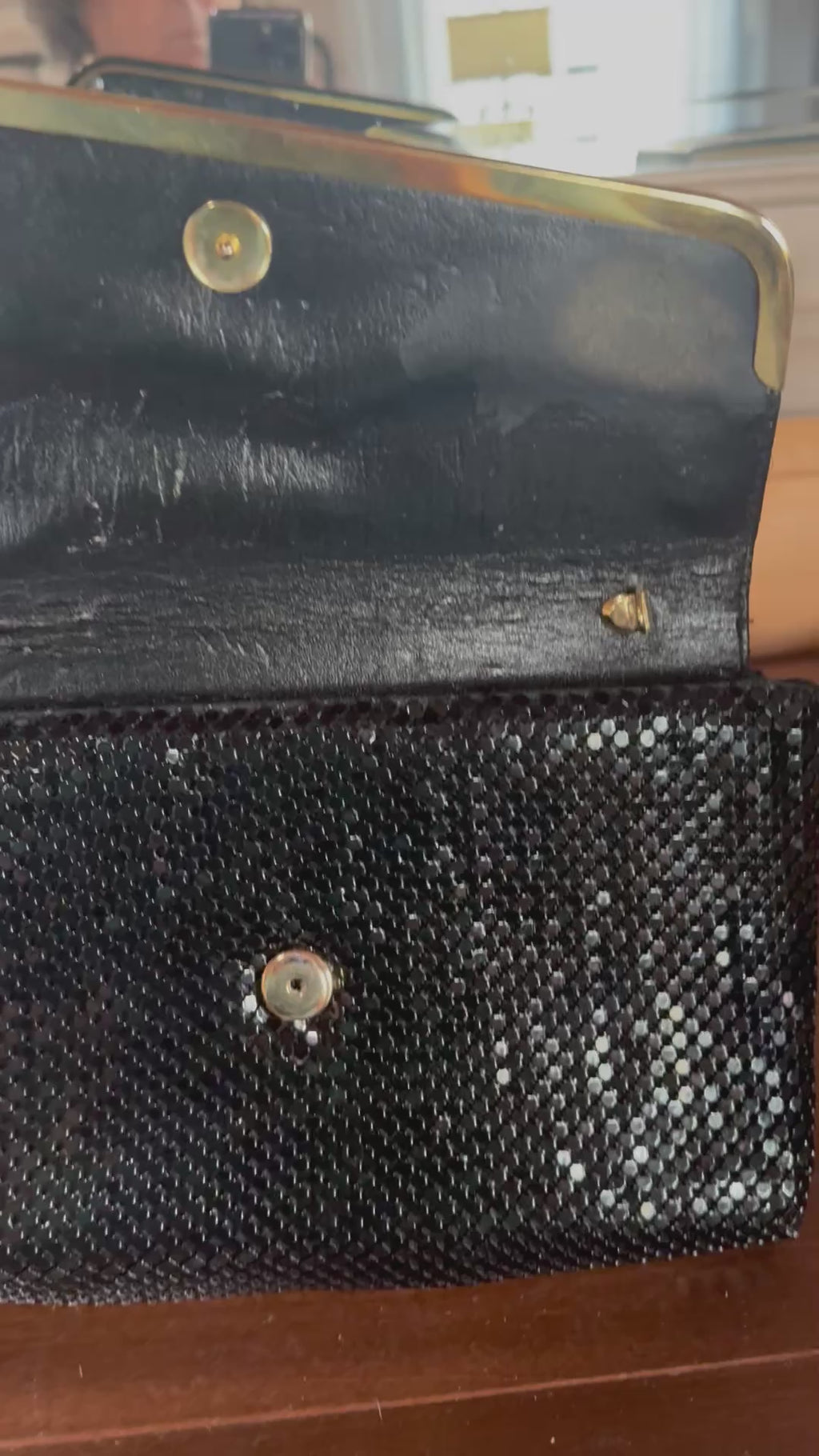 Midcentury modern mesh metal clutch